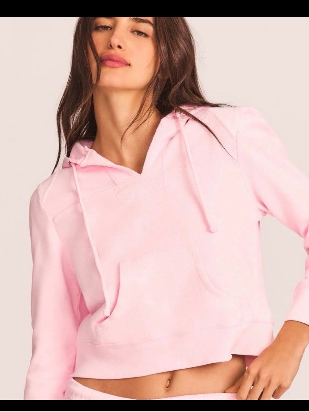 NWT LoveShackFancy Kirby cropped hoodie pink opal size large